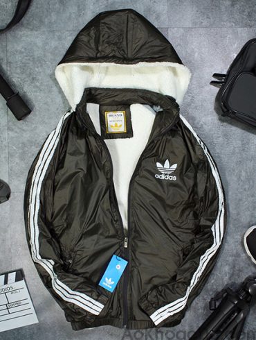 Áo Khoác Dù Đen Lót Lông